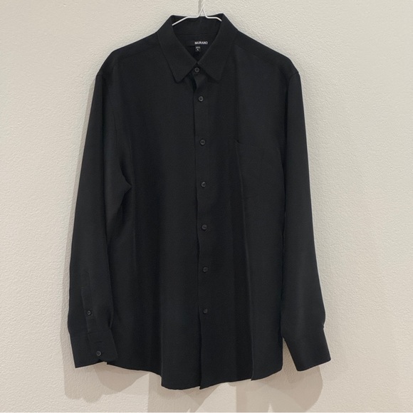 Murano Long Sleeve Button Up Shirt Textured Black Large - Picture 5 of 6